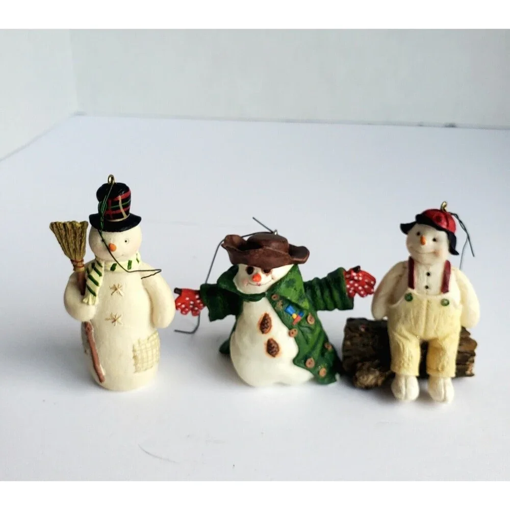 Hallmark Keepsake Snowman Trio Vintage Ornaments 2001 Karon 03 Burrton Coldwell